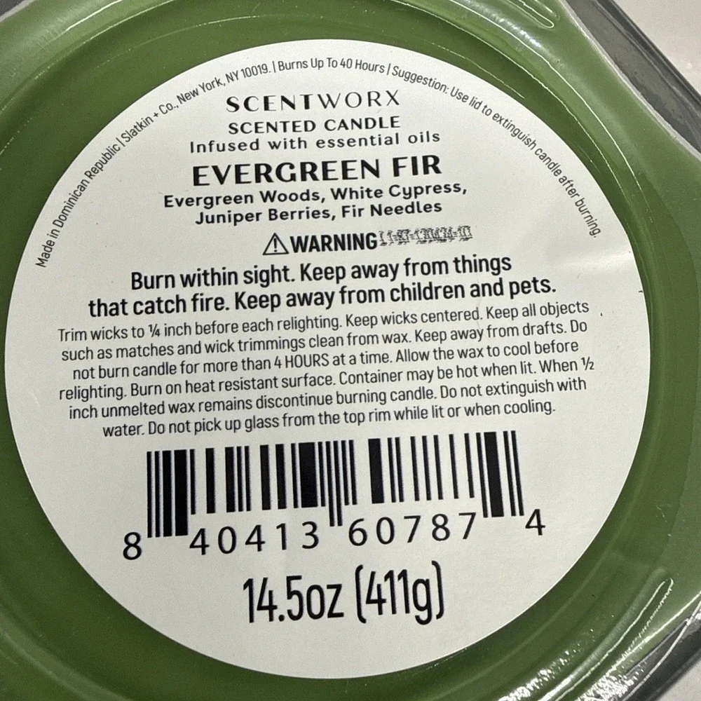 Scentworx 14.5 oz Evergreen Fir 3-Wick Jar Candle by Slatkin & Co Fast Shipping
